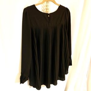 Black chiffon pleated top, business casual